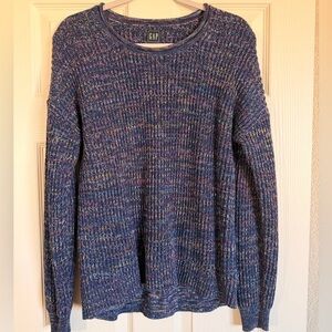 GAP Women’s Blue Multicolor Crewneck Sweater Size Medium 100% Cotton